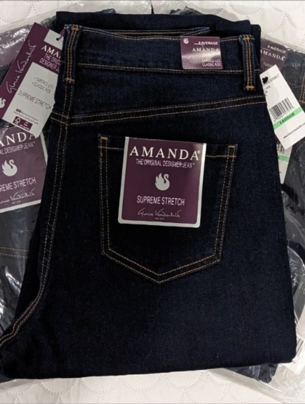NWT Gloria Vanderbilt Amanda High Rise Tapered Jeans Rinse Noir Size 8